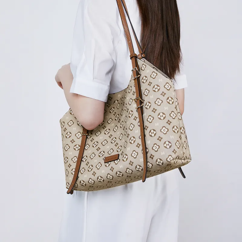 MEXICAN PVC Shoulder Bag Women's Dark Brown/Khaki/Ecru-7