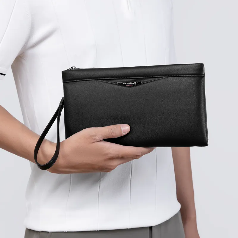 MEXICAN Cow Leather Clutch Regular Men's Black-2