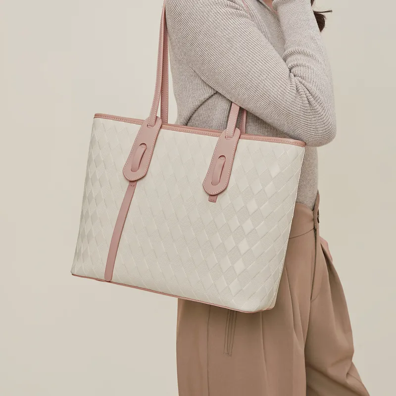 MEXICAN Polyurethane Leather Tote Handbag, Shoulder Bag Women's Apricot & Coffee/Dark Brown & Brown/Ecru & Pink-14