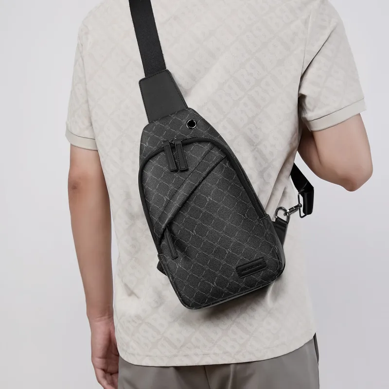 MEXICAN PVC One Shoulder Crossbody Bag, Sling Bag Men's Dark Gray-2