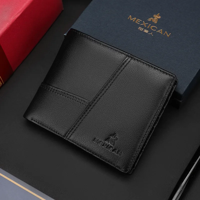 MEXICAN Cow Leather Card Holder, Wallet Regular Men's Black-2