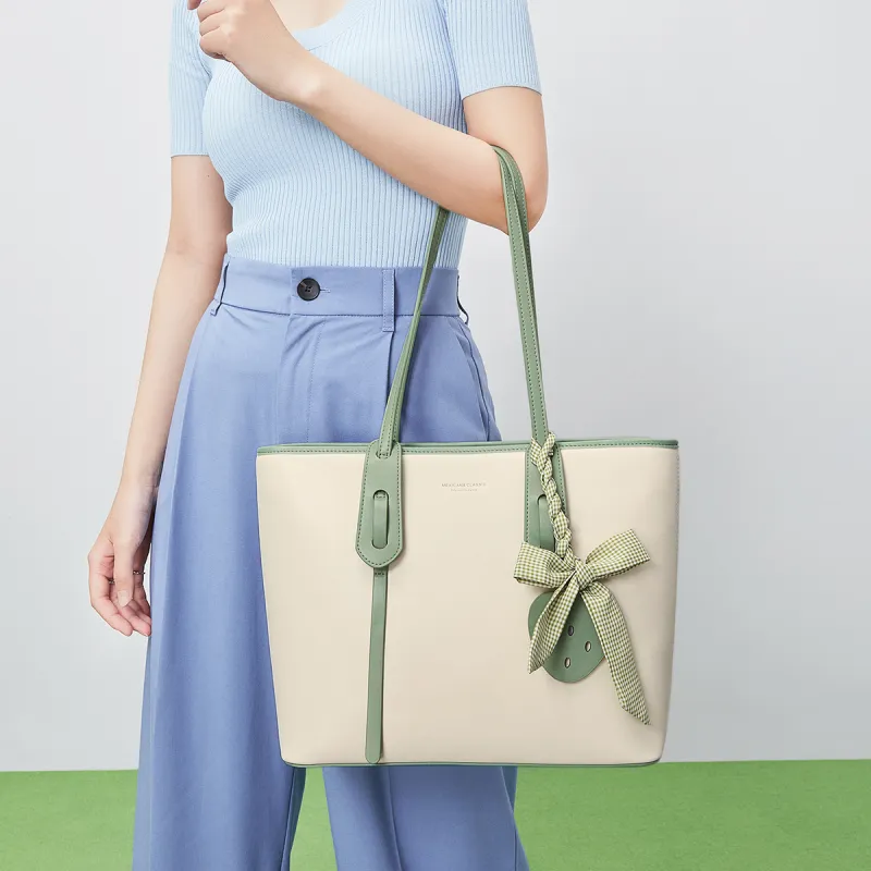 MEXICAN Polyurethane Tote Bag, Shopping Bag, Shoulder Bag Women's Ecru & Apricot/Ecru & Pink/Ecru & Green-18