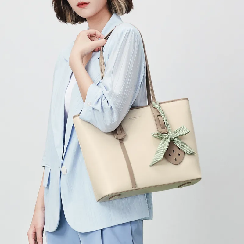 MEXICAN Polyurethane Tote Bag, Shopping Bag, Shoulder Bag Women's Ecru & Apricot/Ecru & Pink/Ecru & Green-6