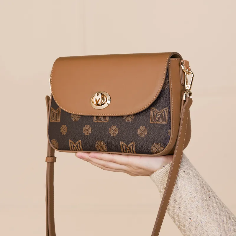 MEXICAN PVC Shoulder Bag, Crossbody Bag Women's Dark Brown/Ecru-4