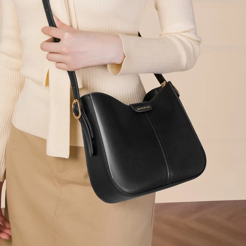 MEXICAN Polyurethane Leather Crossbody Bag Women's Black/Brown/Ecru-2