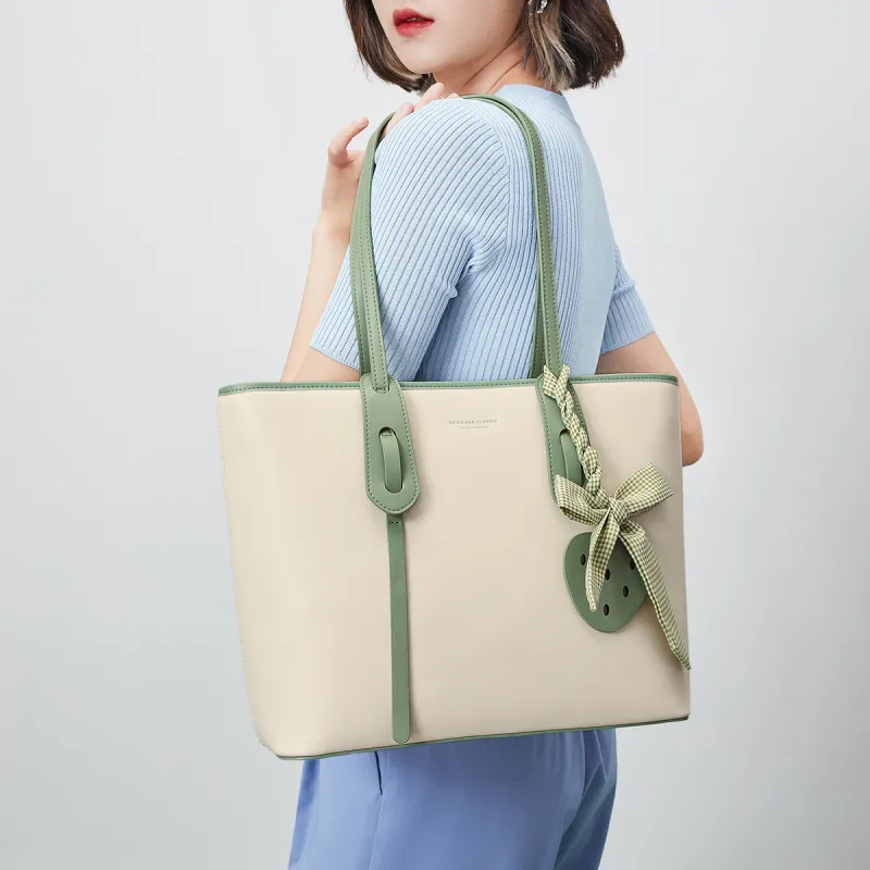 MEXICAN Polyurethane Tote Bag, Shopping Bag, Shoulder Bag Women's Ecru & Apricot/Ecru & Pink/Ecru & Green-19