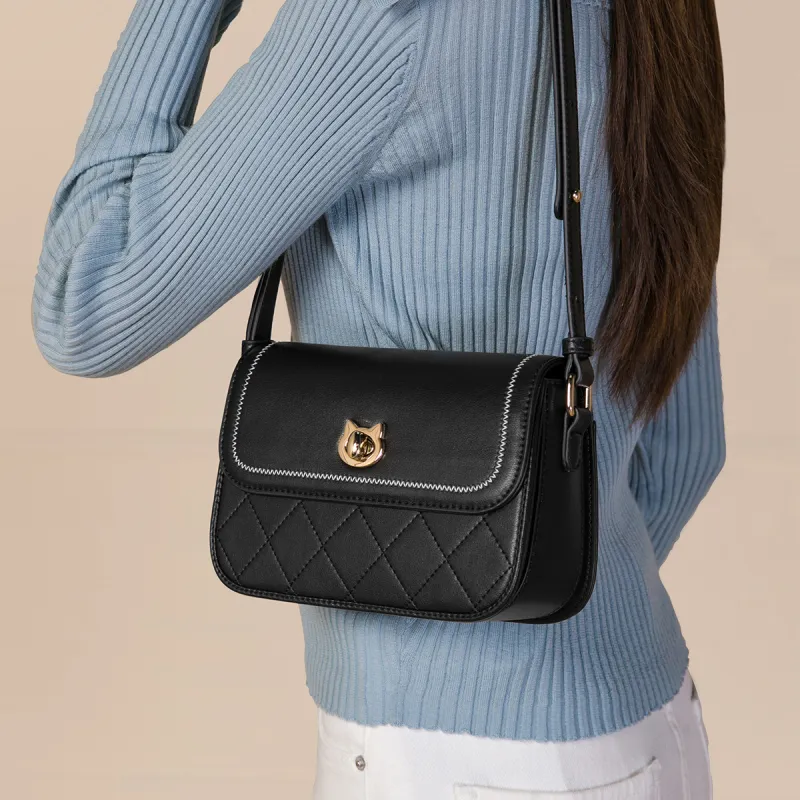 MEXICAN Artificial Leather Shoulder Bag, Crossbody Bag Women's Black/Ecru-2