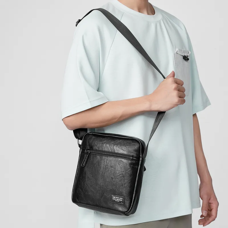 MEXICAN PU Messenger Bag, Shoulder Bag, Crossbody Bag Regular Men's Black-3