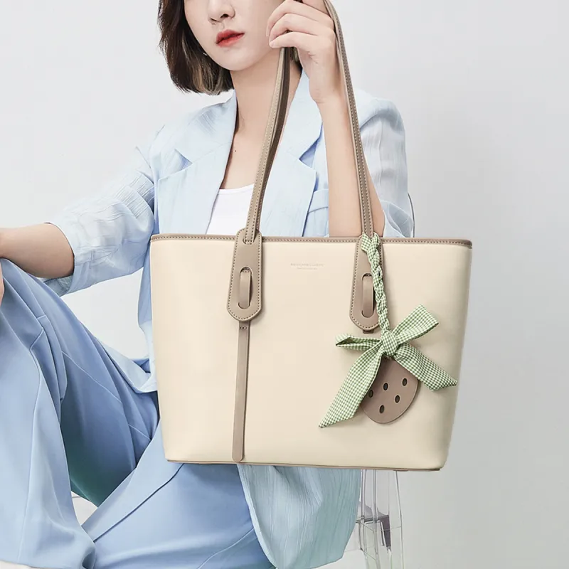 MEXICAN Polyurethane Tote Bag, Shopping Bag, Shoulder Bag Women's Ecru & Apricot/Ecru & Pink/Ecru & Green-5