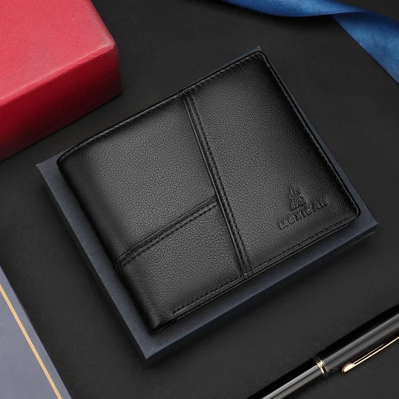 MEXICAN Cow Leather Card Holder, Wallet Regular Men's Black-3
