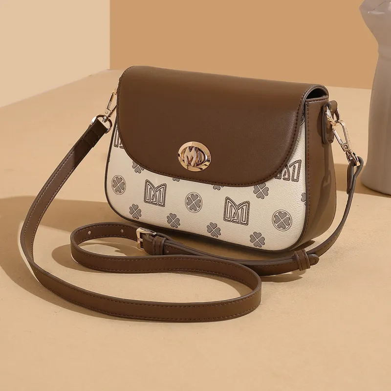 MEXICAN PVC Shoulder Bag, Crossbody Bag Women's Dark Brown/Ecru-8