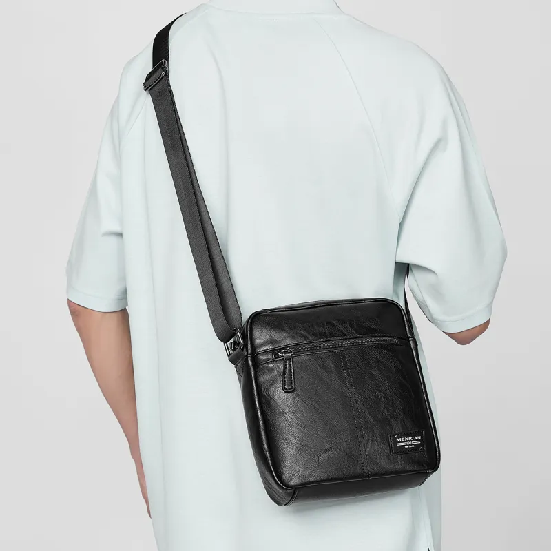 MEXICAN PU Messenger Bag, Shoulder Bag, Crossbody Bag Regular Men's Black-5