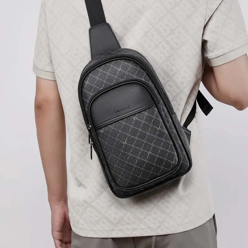 MEXICAN PVC Crossbody Bag Sling Bag Men's Dark Gray-3
