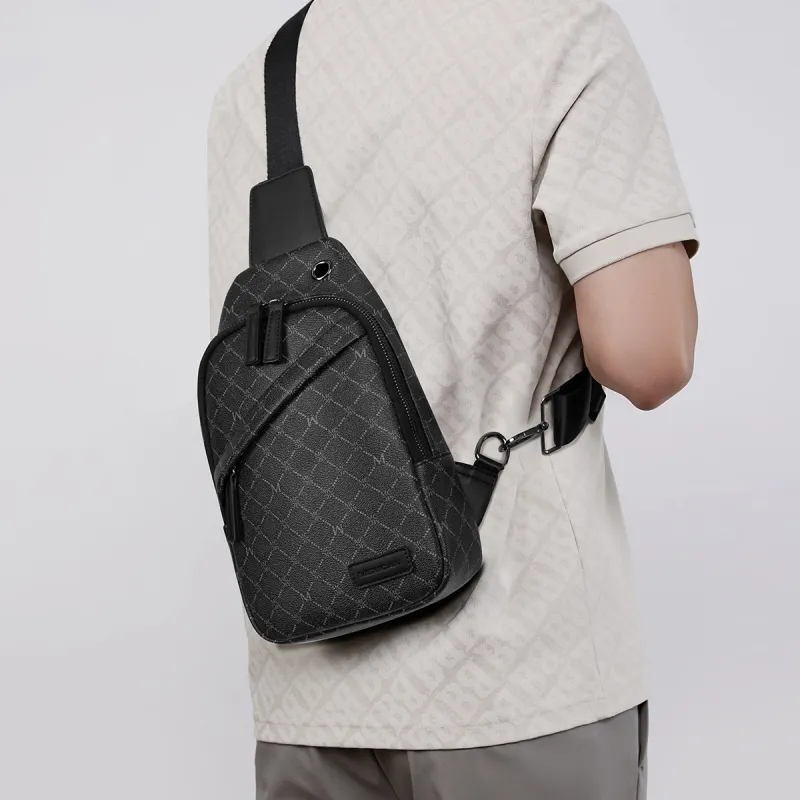 MEXICAN PVC One Shoulder Crossbody Bag, Sling Bag Men's Dark Gray-4