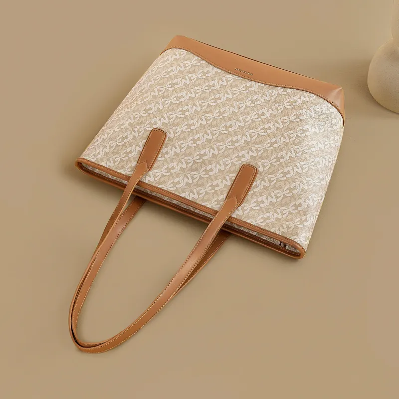 MEXICAN PVC Shoulder Bag Women's Dark Brown/Khaki/Ecru-10