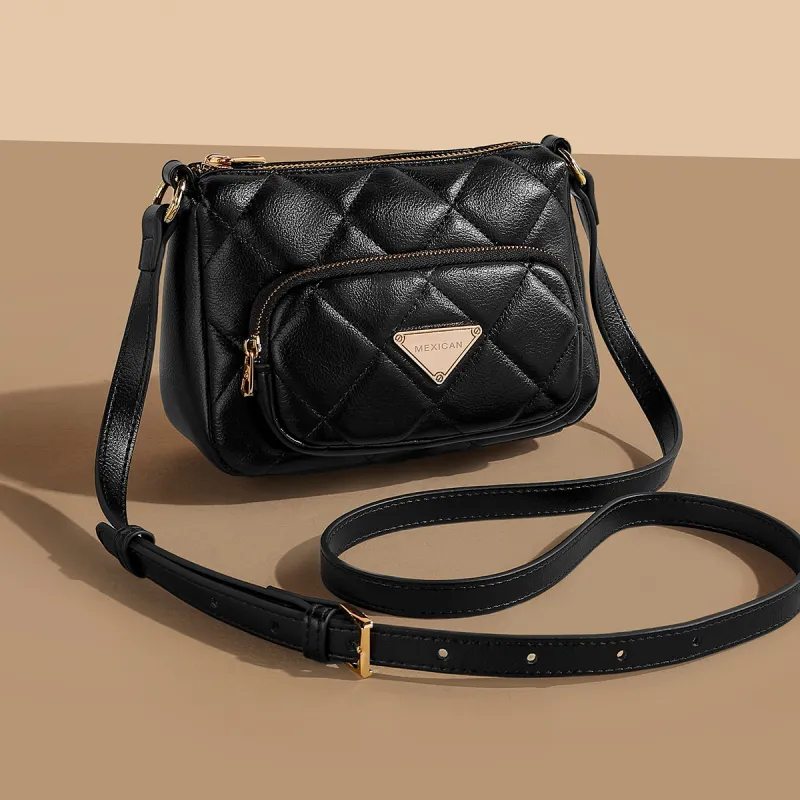 MEXICAN PU Shoulder Bag, Crossbody Bag Women's Ecru/Pink/Black-7