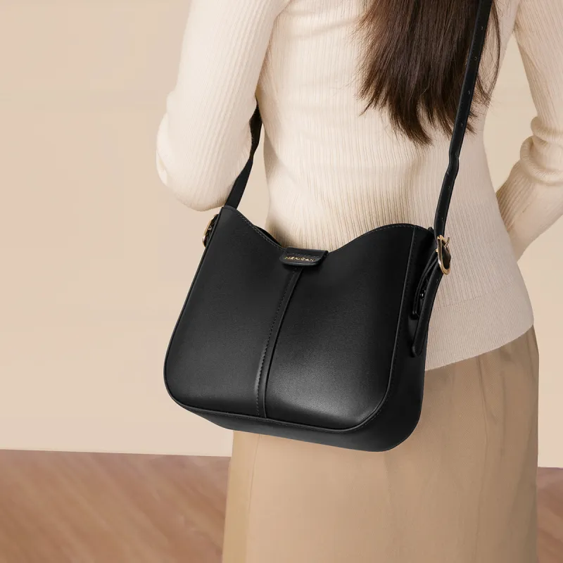 MEXICAN Polyurethane Leather Crossbody Bag Women's Black/Brown/Ecru-1