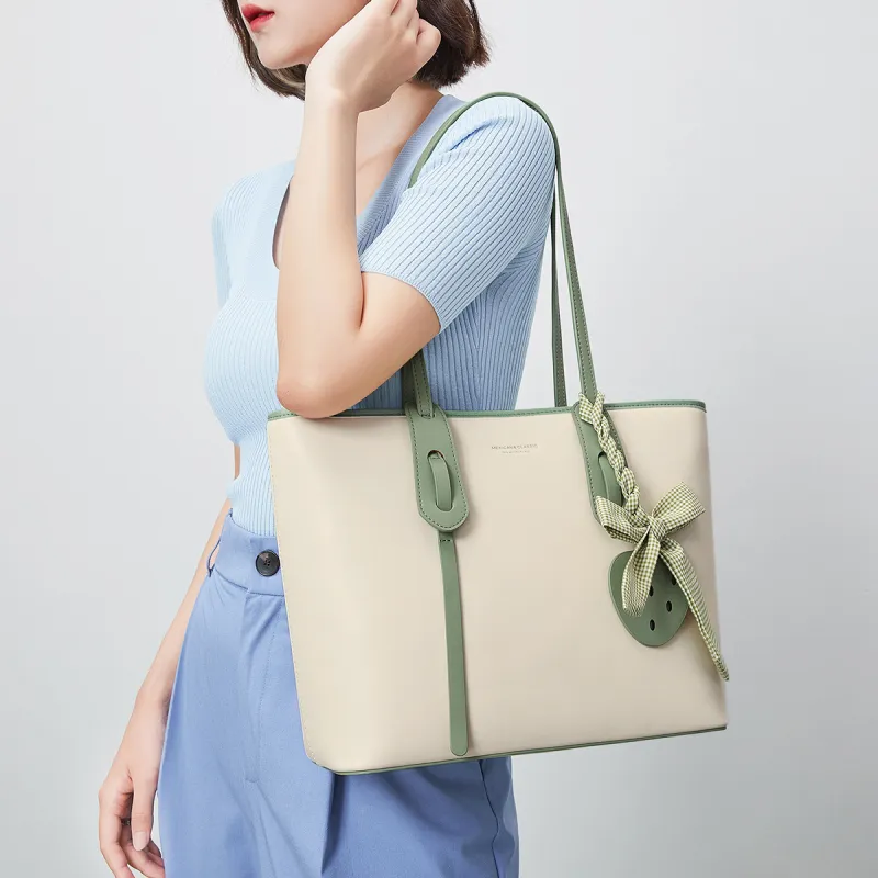 MEXICAN Polyurethane Tote Bag, Shopping Bag, Shoulder Bag Women's Ecru & Apricot/Ecru & Pink/Ecru & Green-16