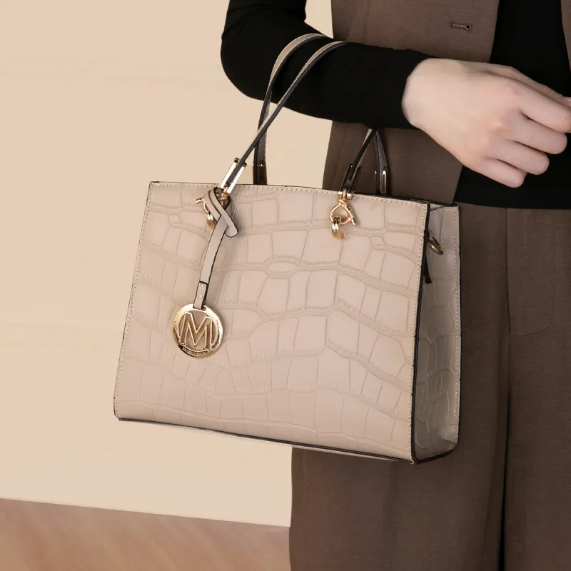 MEXICAN Polyurethane Leather Handbag Women's Black/Apricot-6
