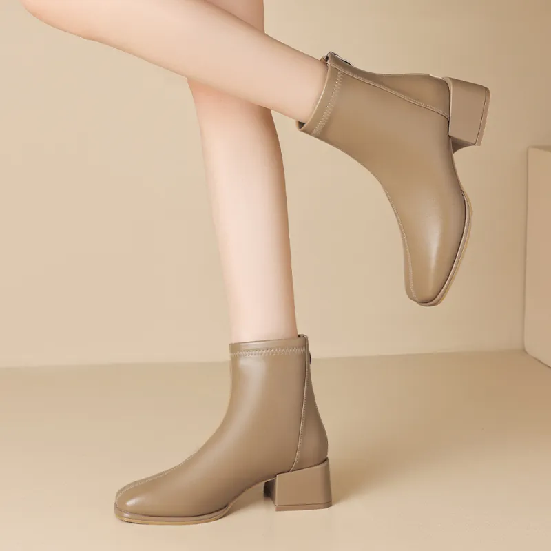 DAPHNE Ankle Boots Women's Khaki/Black/Beige-6