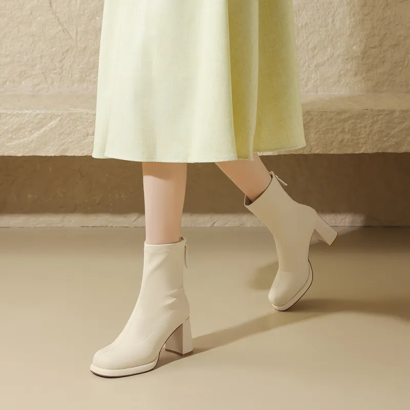 DAPHNE Ankle Boots Women's Beige/Black/Coffee-5