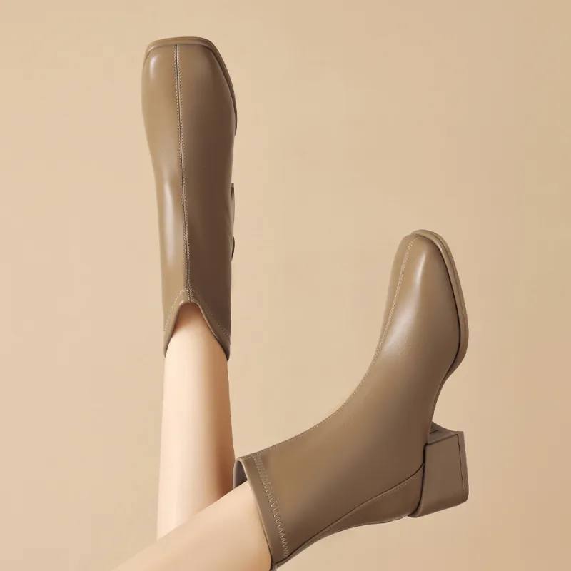 DAPHNE Ankle Boots Women's Khaki/Black/Beige-5