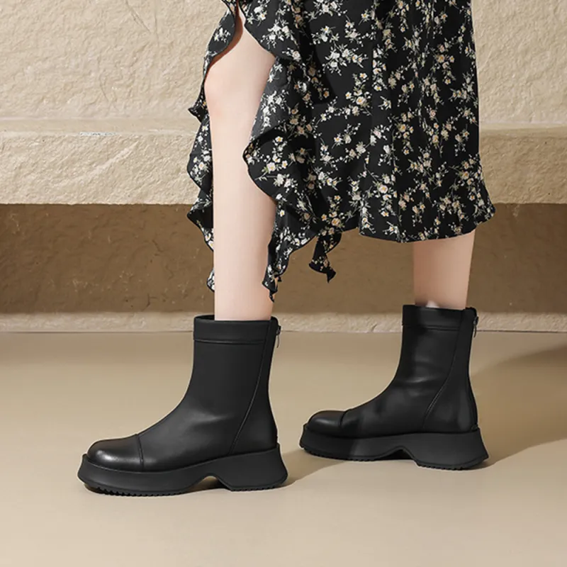 DAPHNE Ankle Boots Women's Black/Beige-5