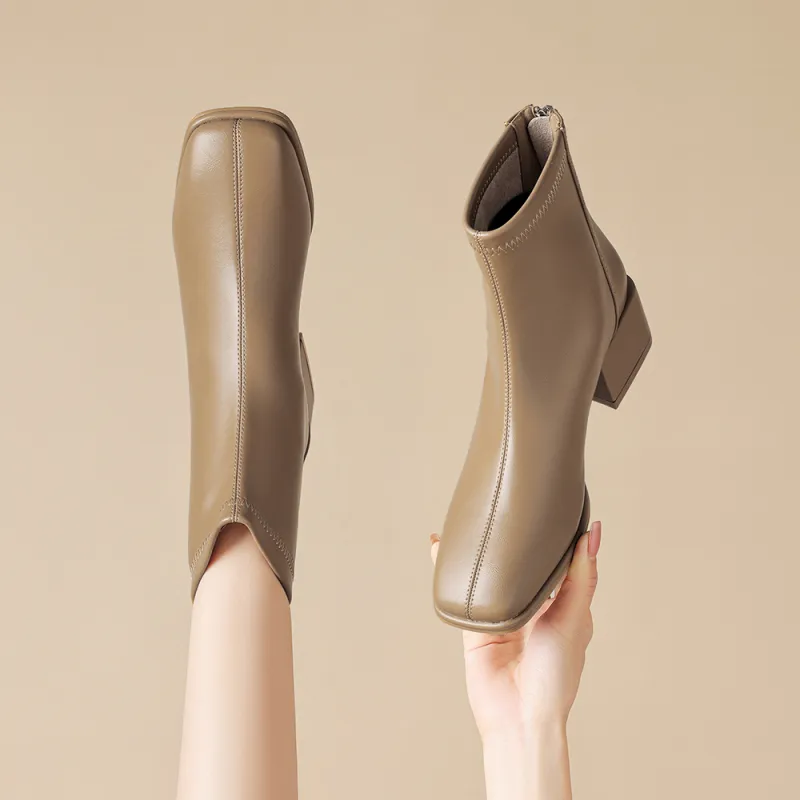 DAPHNE Ankle Boots Women's Khaki/Black/Beige-4