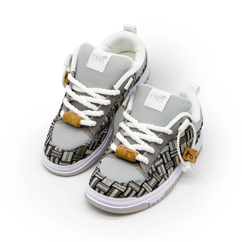 VXDT Anti-Slip And Wear-Resistant Coverage Low-Top Skateboard Shoes Men's Gray-3