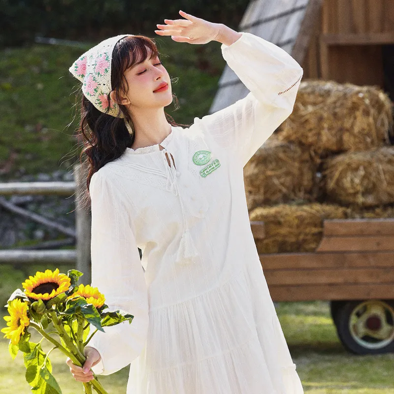 B.Duck Long Sleeved Dresses Women's White-4