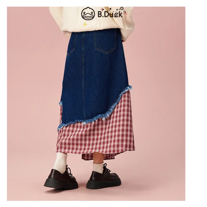 B.Duck Casual Long Skirts Women's Navy Blue-4