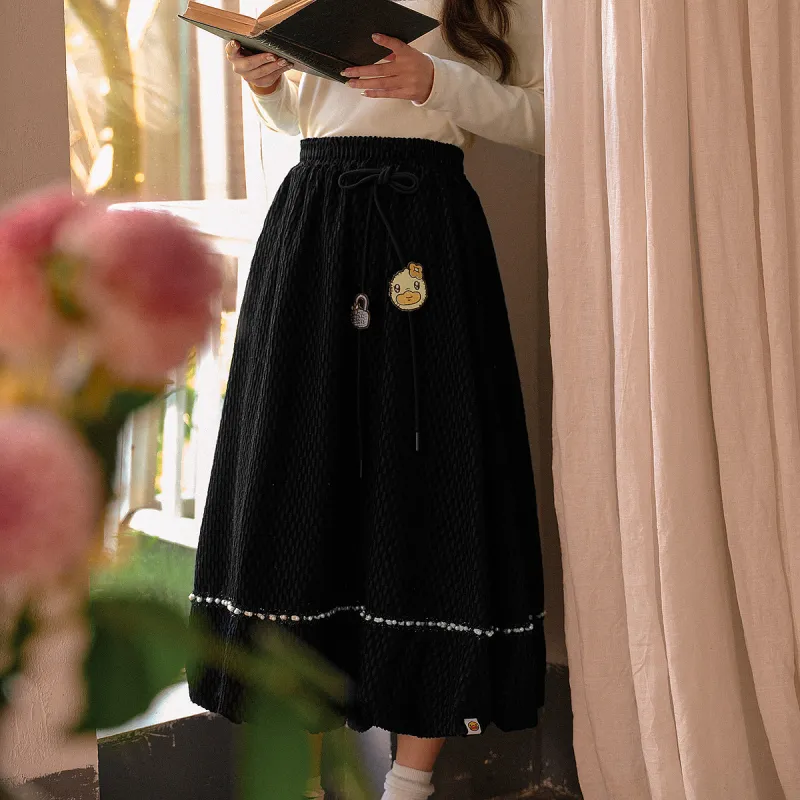 B.Duck Casual Long Skirts Women's Black-4