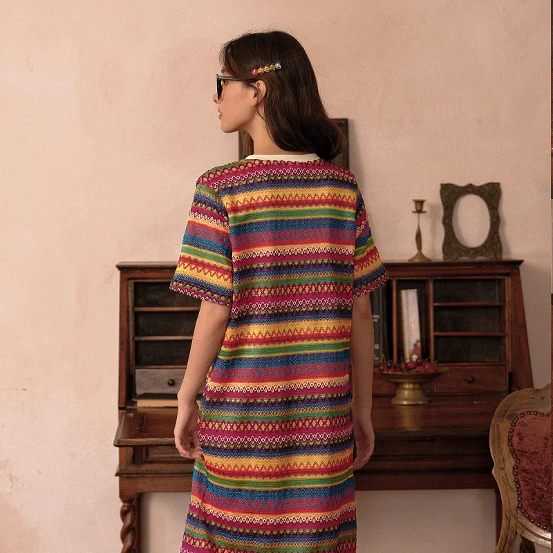 B.Duck Dress Women's Multicolor Red & Long-4