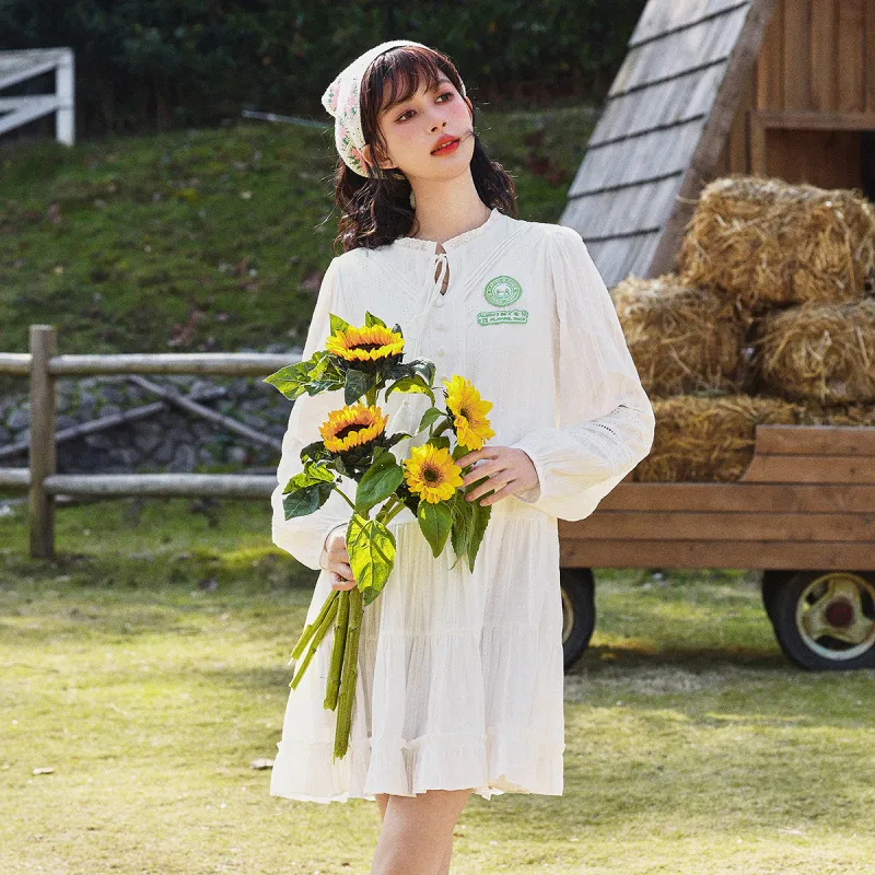 B.Duck Long Sleeved Dresses Women's White-2