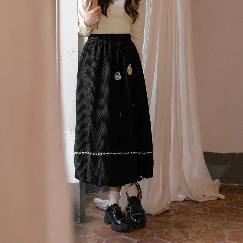 B.Duck Casual Long Skirts Women's Black-3