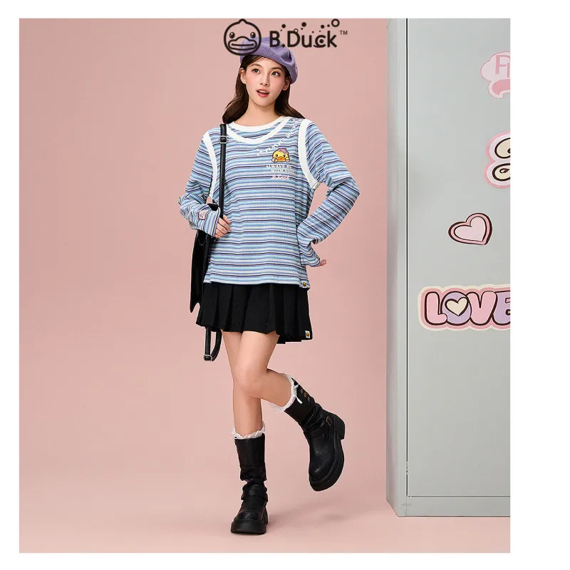 B.Duck T Shirt Women's Blue Stripes-3