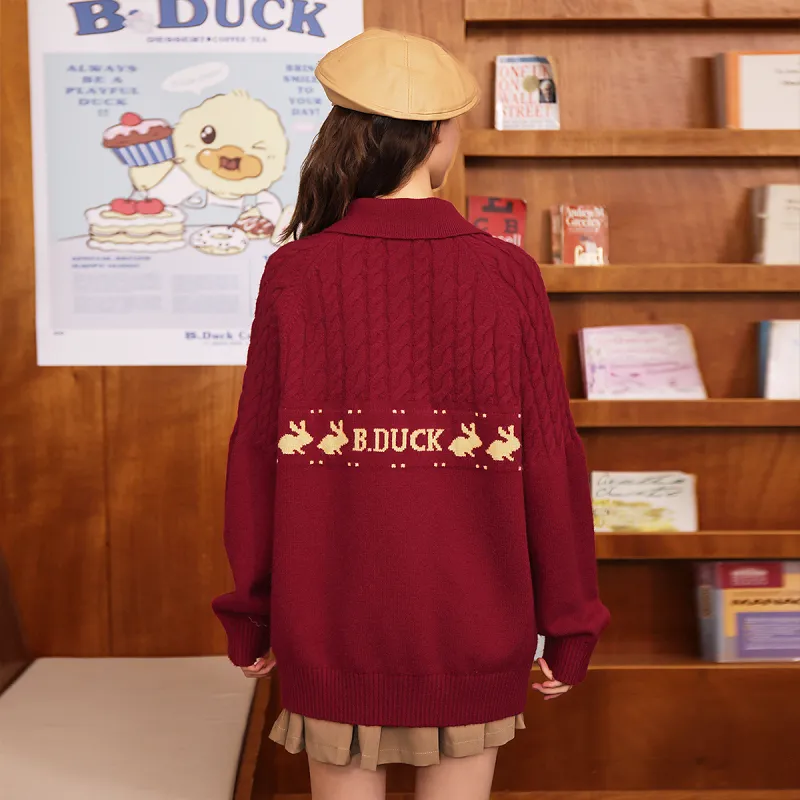 B.Duck Sweaters Women's Red-5