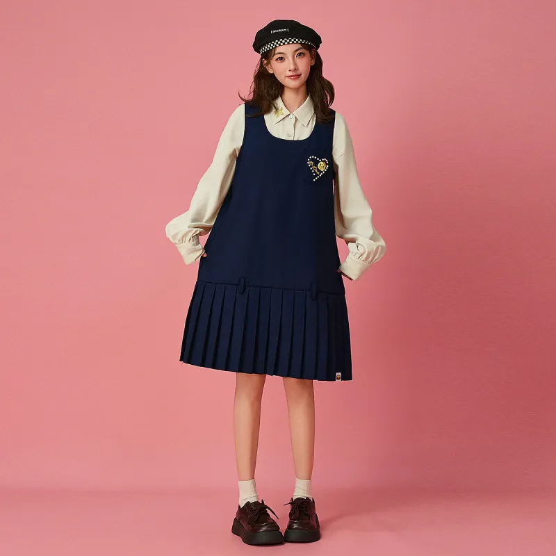 B.Duck Sleeveless Dress Women's Navy Blue-2