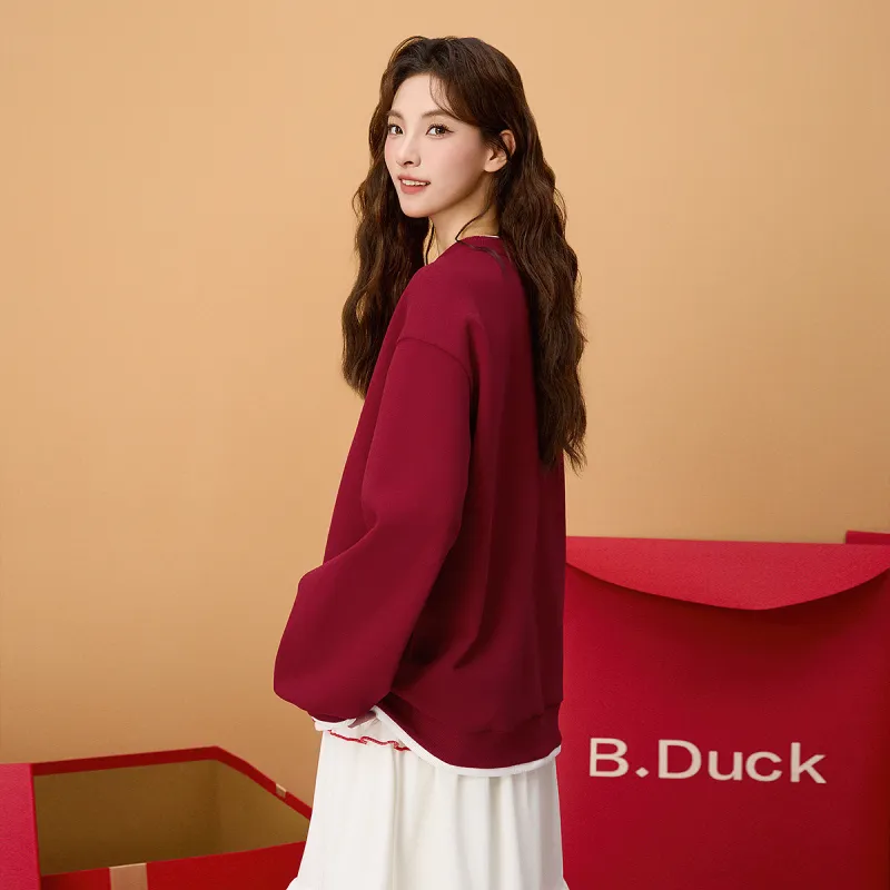 B.Duck Sweatshirt Women's Burgundy-4