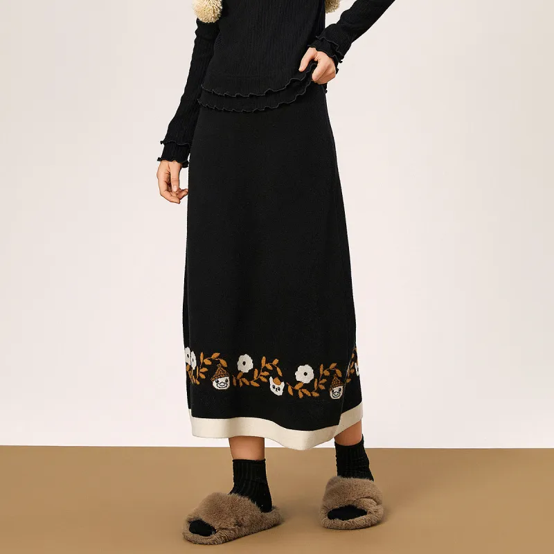 B.Duck Casual Long Skirts Women's Black-2