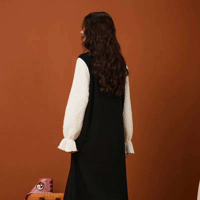 B.Duck Long Sleeved Dresses Women's Black White-2