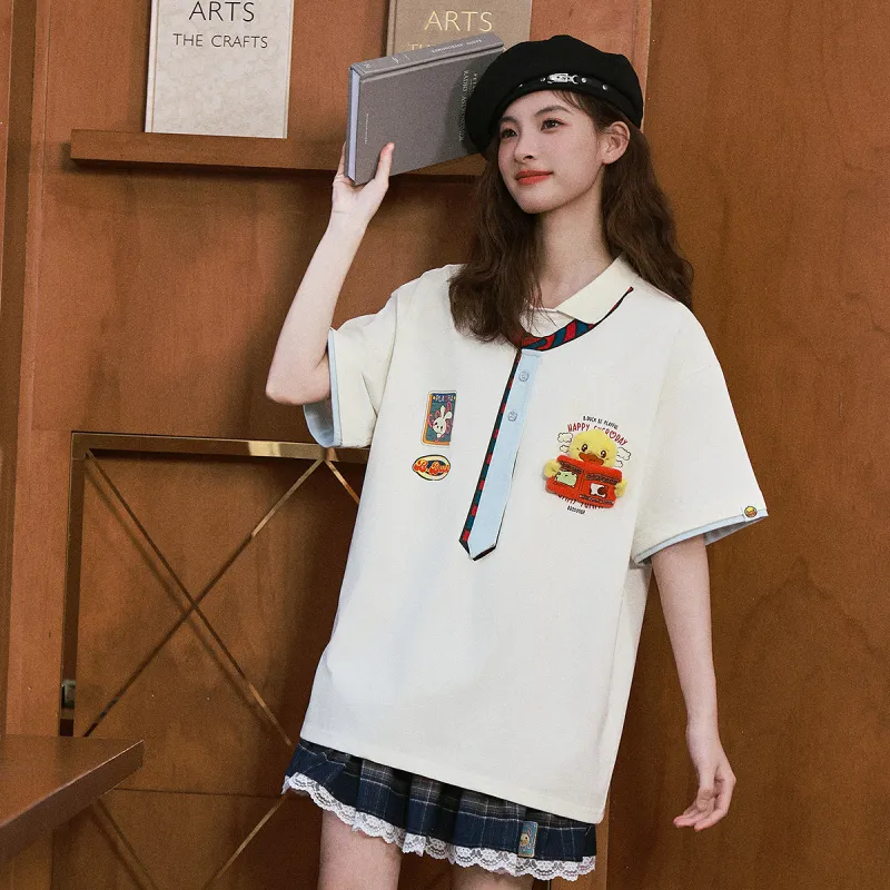 B.Duck Regular T Shirt Women's Creamy Apricot-3