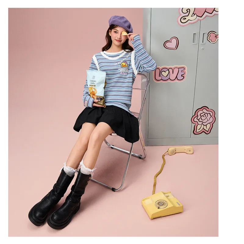 B.Duck T Shirt Women's Blue Stripes-5