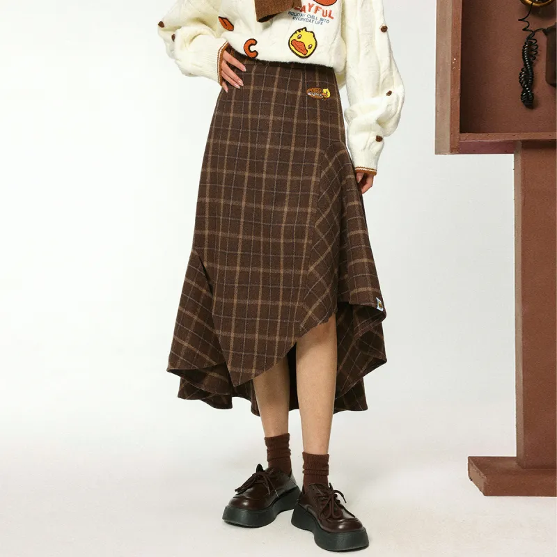 B.Duck Casual Long Skirt Women's Brown-2