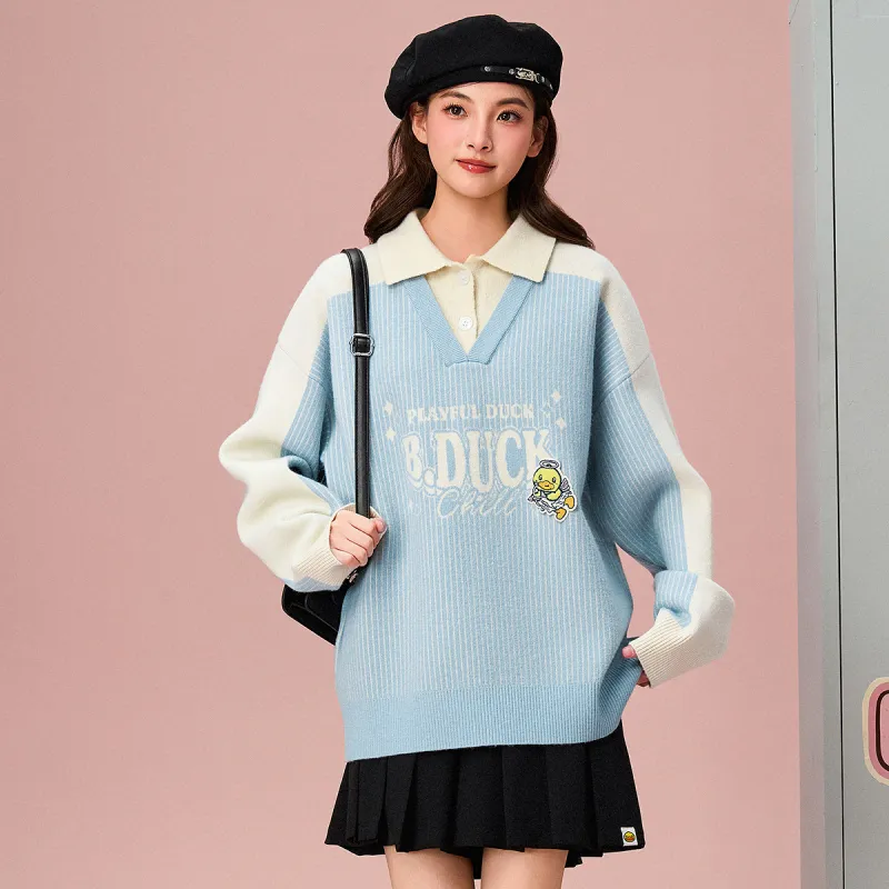 B.Duck Sweaters Women's Blue-2