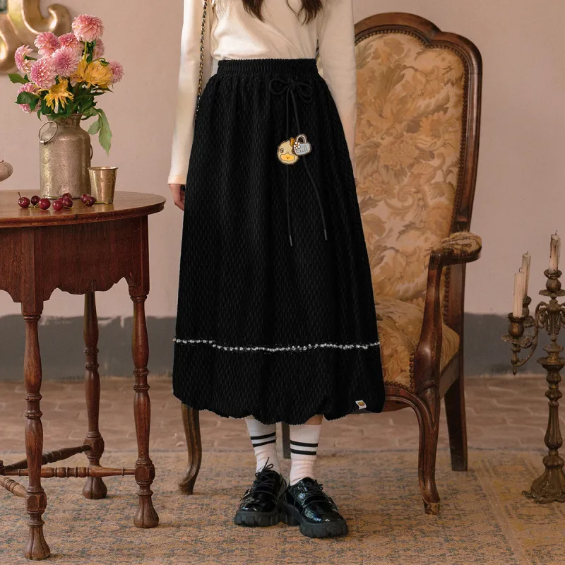 B.Duck Casual Long Skirts Women's Black-2