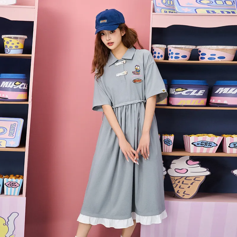 B.Duck Short Sleeved Dress Women's Dark Gray-3