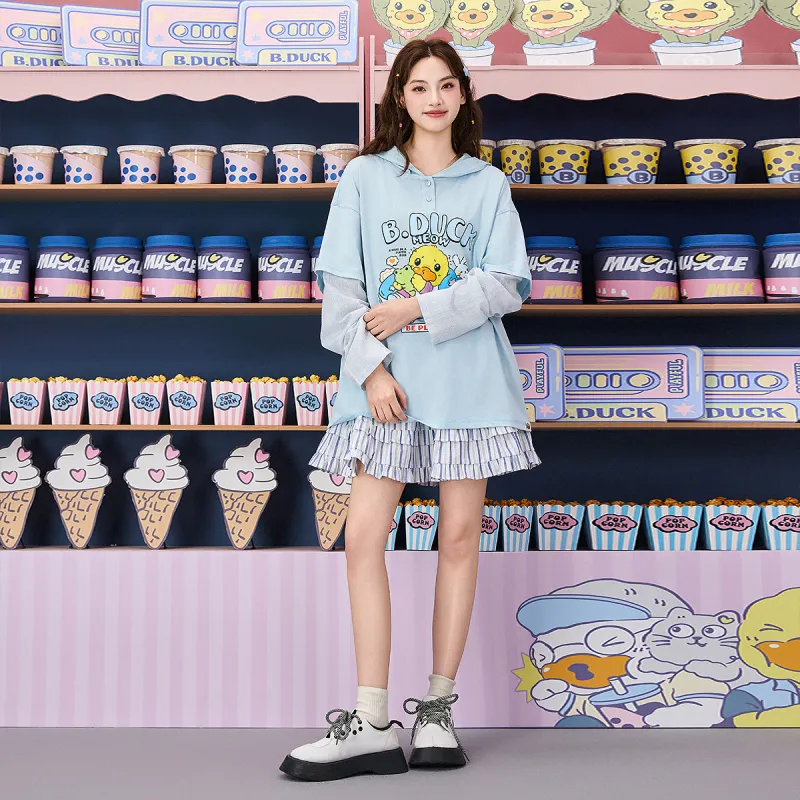 B.Duck T Shirt Women's Light Blue-5