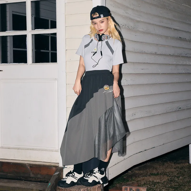 B.Duck Casual Long Skirt Women's Black Gray-3