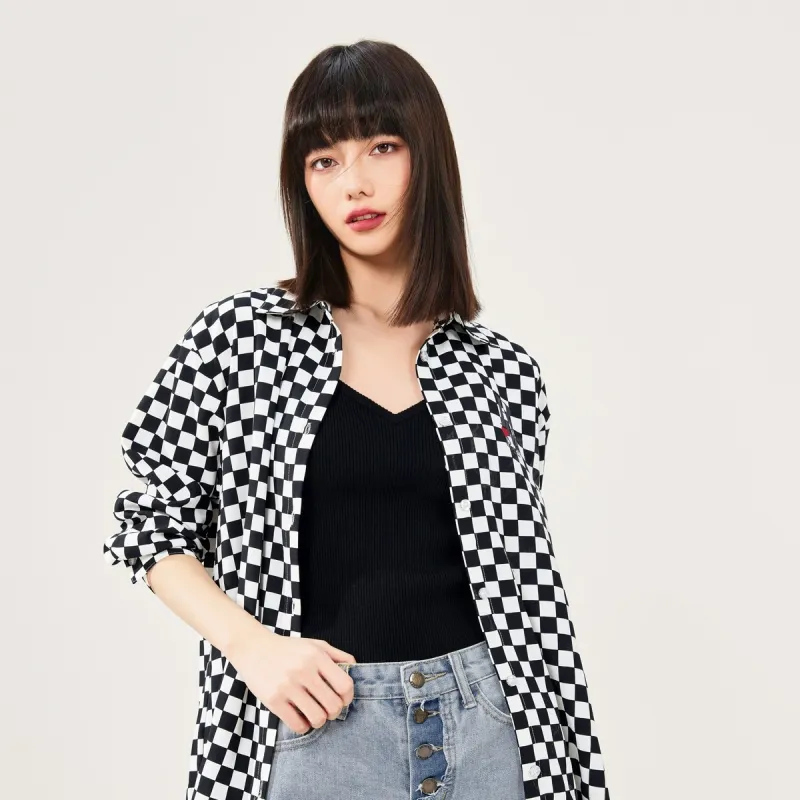 B.Duck Shirts Women's Black White Plaid-2